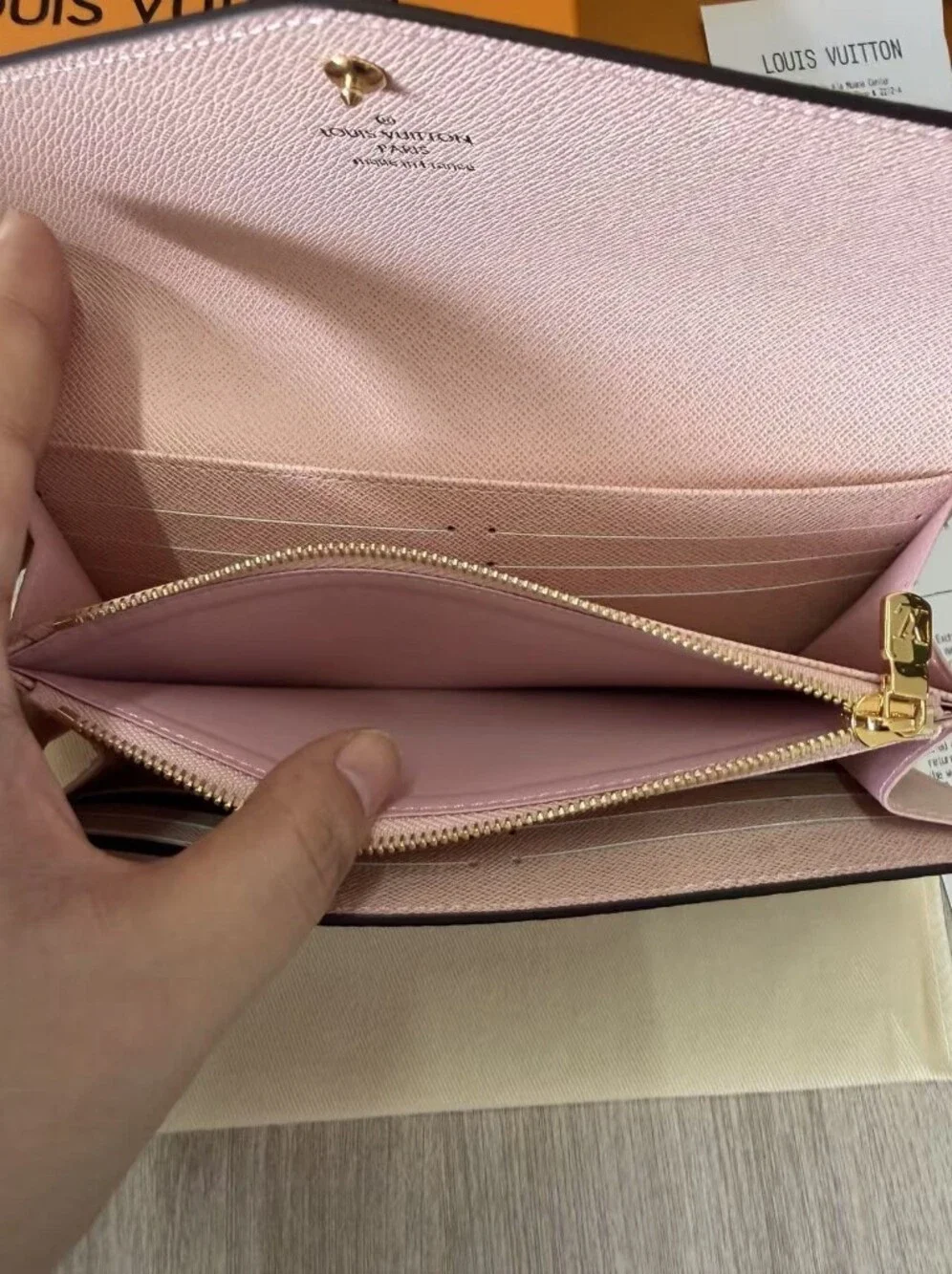 Louis Vuitton Monogram Long Wallet with Pink Interior Sarah Wallet